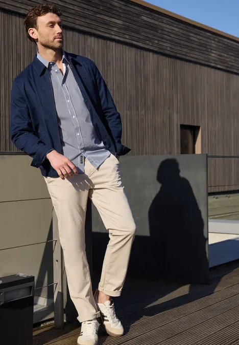 Langarm Hemd in Popeline Qualität bright white