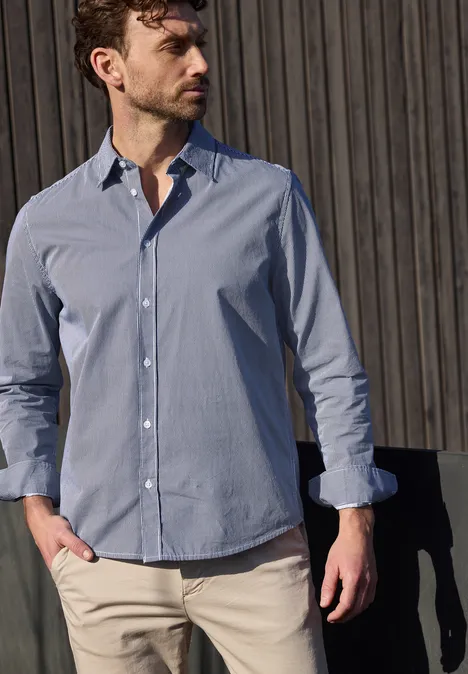 Langarm Hemd in Popeline Qualität bright white