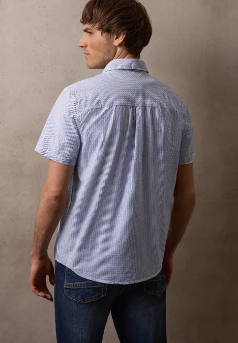 Kurzarm Hemd mit Brusttasche und Streifen bright white