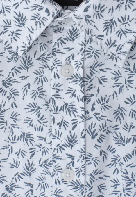 Weißes Hemd mit blauem Blattmuster
