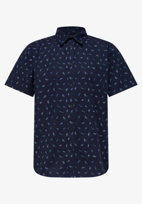 Kurzarm Hemd mit Allover-Print dark ink blue