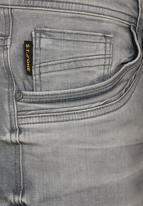 Graue Slim Fit Jeans mid grey wash