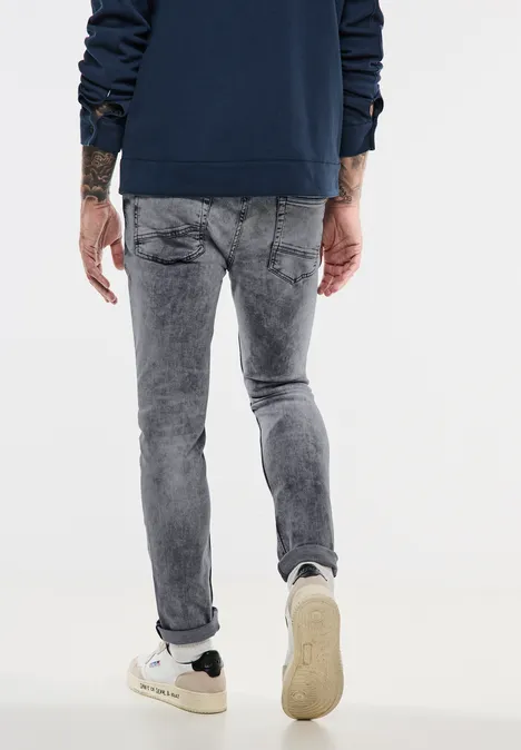 Jean coupe skinny light grey random wash