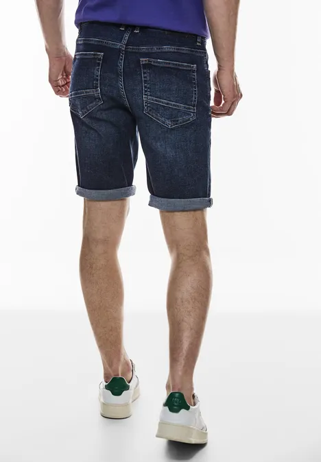 Spodenki z elastycznego jeansu dark blue wash