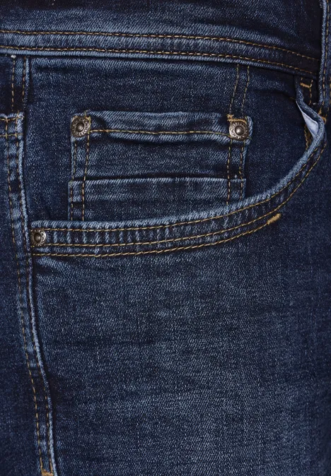 Spodenki z elastycznego jeansu dark blue wash