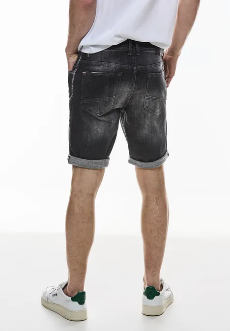 Spodenki z elastycznego jeansu black random wash