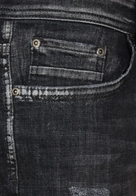 Spodenki z elastycznego jeansu black random wash