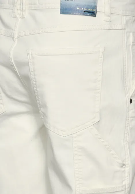 Elastische Jeans Shorts White Denim
