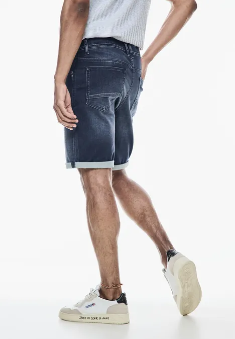 Spodenki z elastycznego jeansu dark blue wash