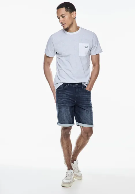 Spodenki z elastycznego jeansu dark blue wash