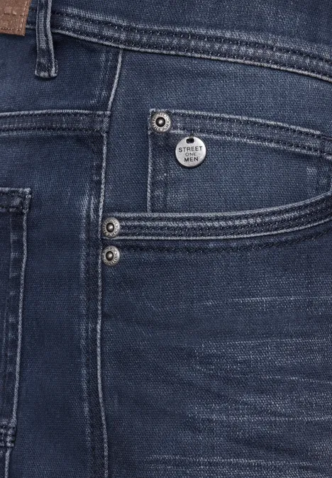 Spodenki z elastycznego jeansu dark blue wash