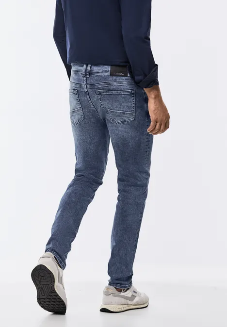 Jeans à la coupe régulière indigo blue random wash