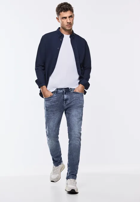 Jeans à la coupe régulière indigo blue random wash