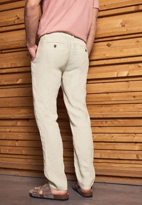 Relaxed Fit linnen chino beach stone
