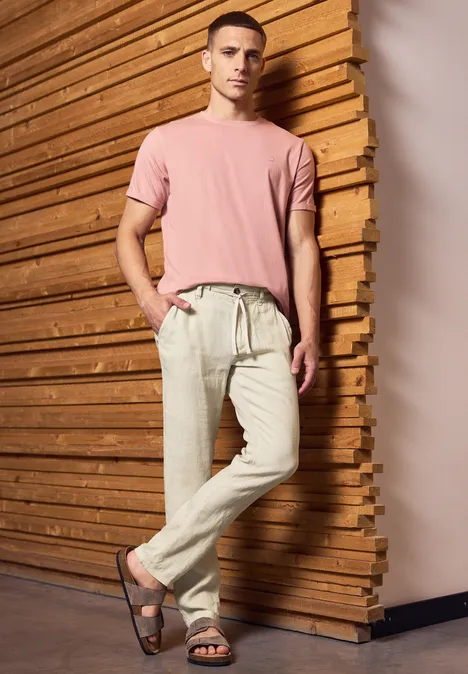 Relaxed Fit linnen chino beach stone
