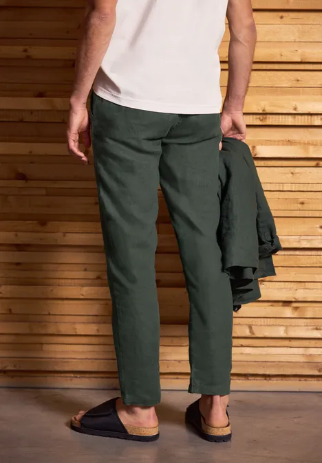 Relaxed Fit linnen chino pine green