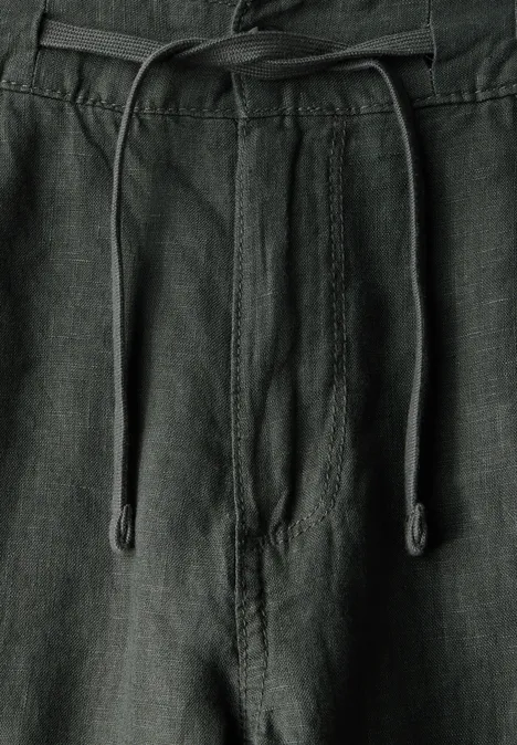 Relaxed Fit linnen chino pine green