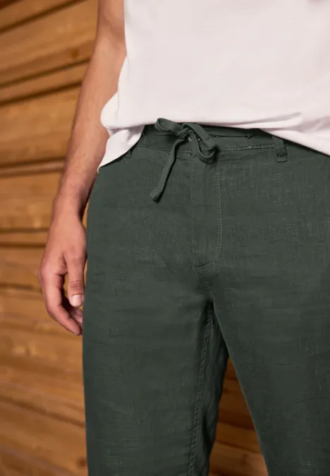 Relaxed Fit linnen chino pine green