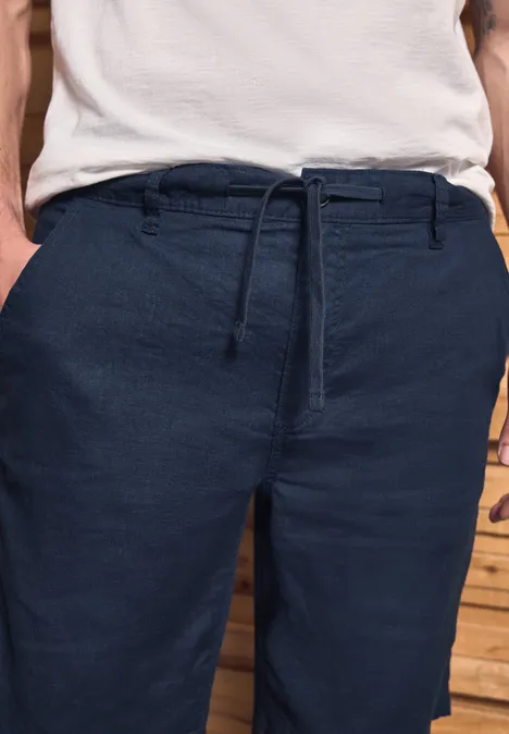 Relaxed Fit Leinenshorts dark blue