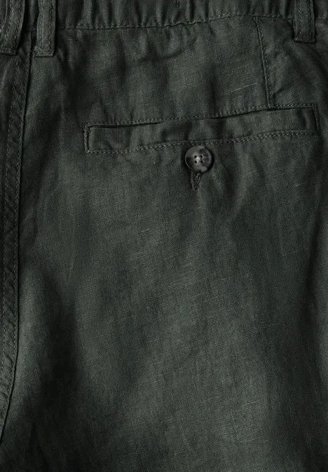 Relaxed Fit Leinenshorts pine green