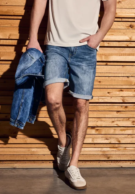 Stretch Jeansshorts indigo blue wash