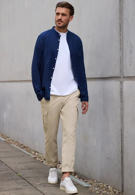 Cargo broek met rechte pijpen sandstone beige