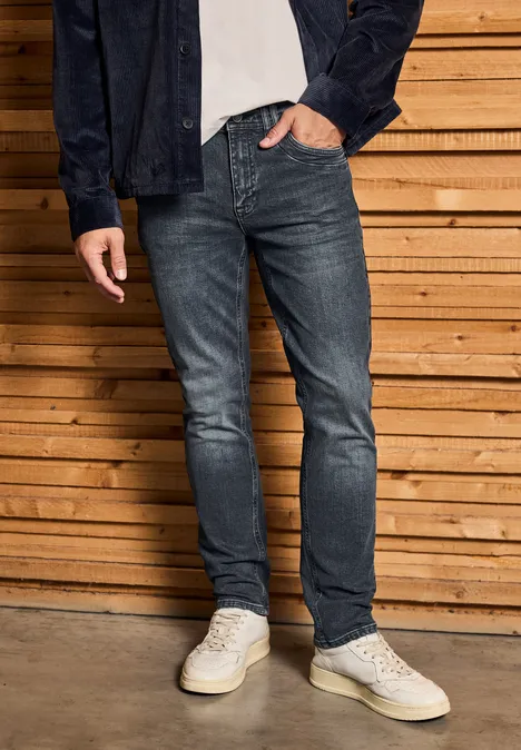 Slim Leg Jeans dull dark blue heavy wash