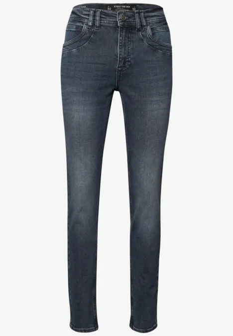 Slim Leg Jeans dull dark blue heavy wash
