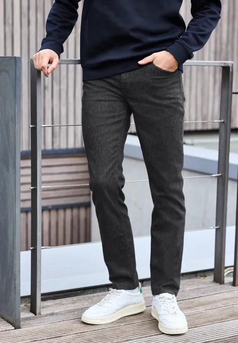 Slim Fit pantalon en optique laine null