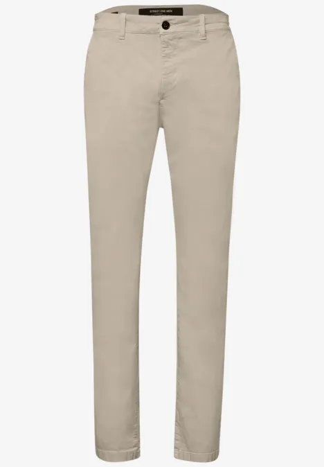 Chino met elastische tailleband sandstone beige