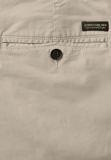 Chino met elastische tailleband sandstone beige