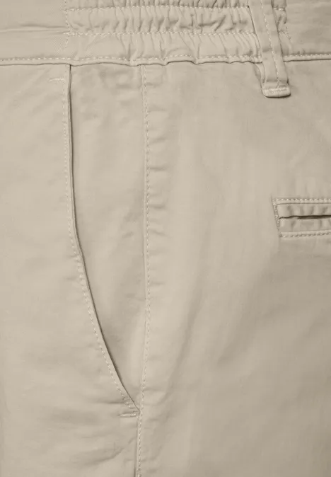 Chino met elastische tailleband sandstone beige