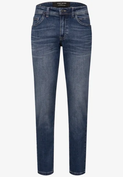 Slim Leg Jeans indigo blue random wash