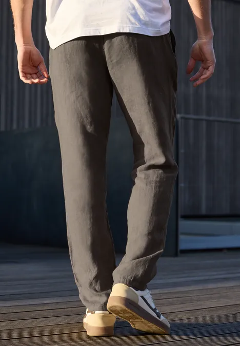 Chino Straight Legs en lin oak brown