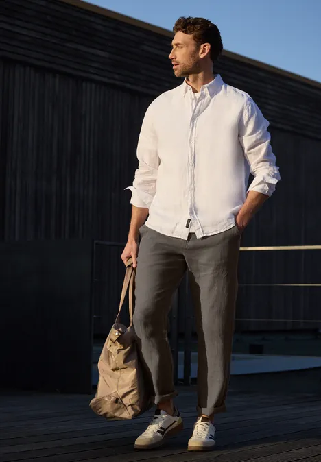 Chino Straight Legs en lin oak brown