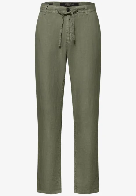 Chino Straight Legs en lin wood green