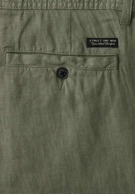 Chino Straight Legs en lin wood green