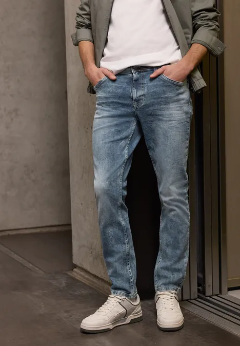 Jeansy Slim Leg soft greencast random wash