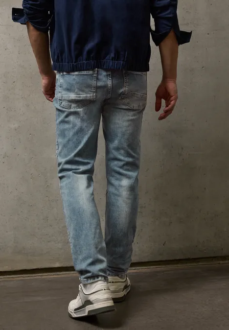 Slim Leg Jeans soft greencast random wash