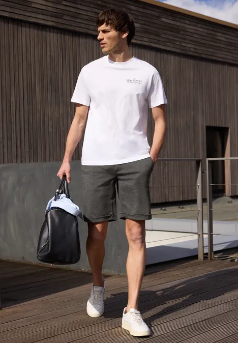 Chino Shorts im Regular Fit aus Jersey industrial grey