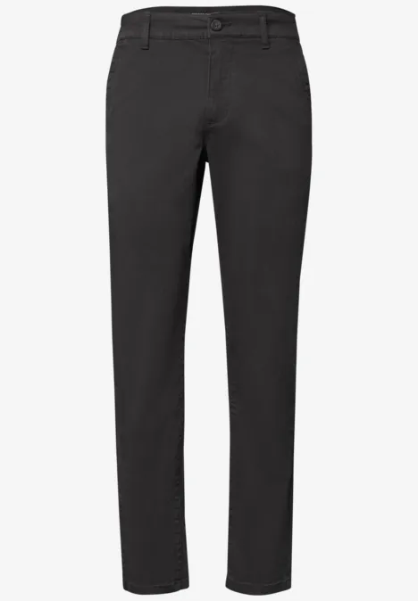 Schwarze, schmal geschnittene Hose mit klassischem Design und geradem Bein.