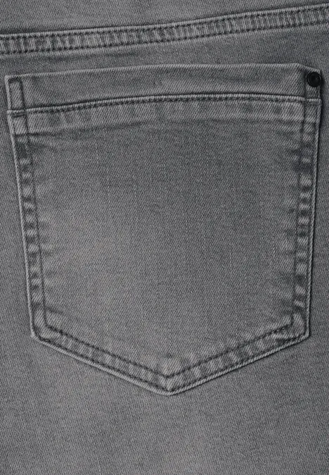 Szara kieszeń spodni jeans z przeszyciami
