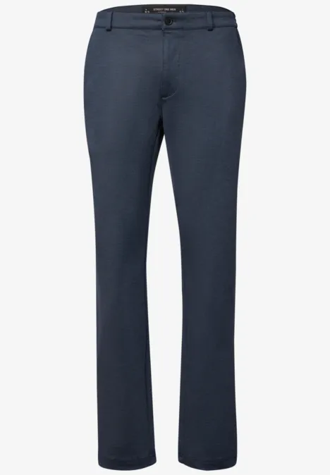 Elegante dunkelblaue Hose mit geradem Bein und schlanker Silhouette.