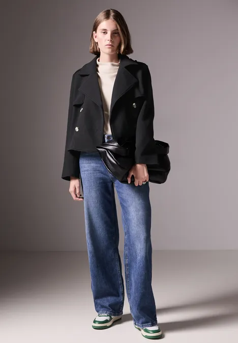 Kurzer Trenchcoat Black