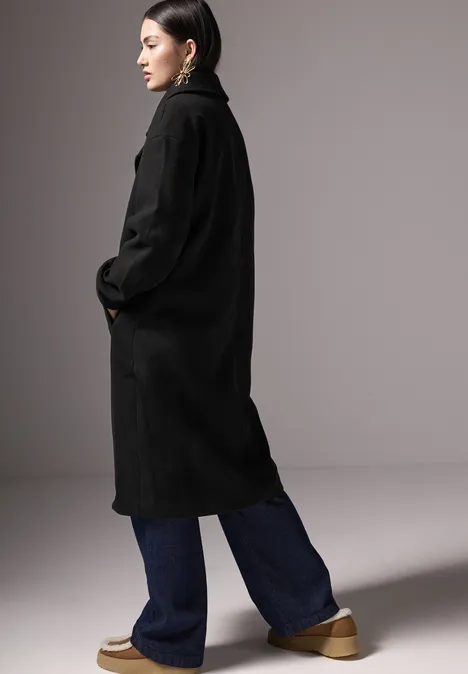 Oversized Revers-Mantel Black