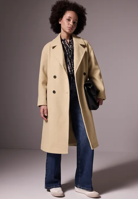 Oversized Revers-Mantel sunstone beige mel.