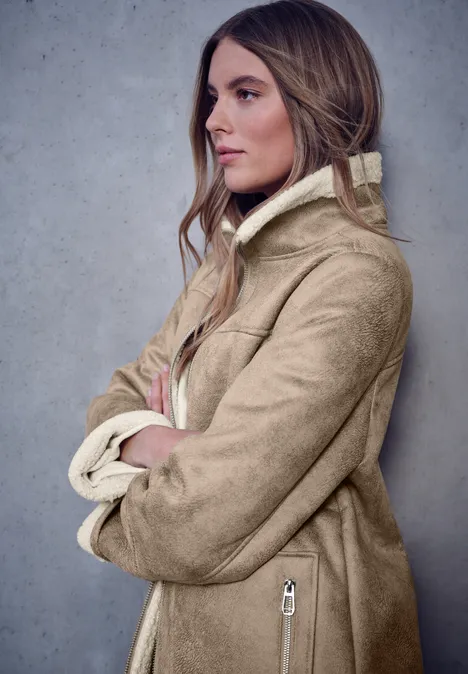 Jacke mit Teddy-Details reef sand