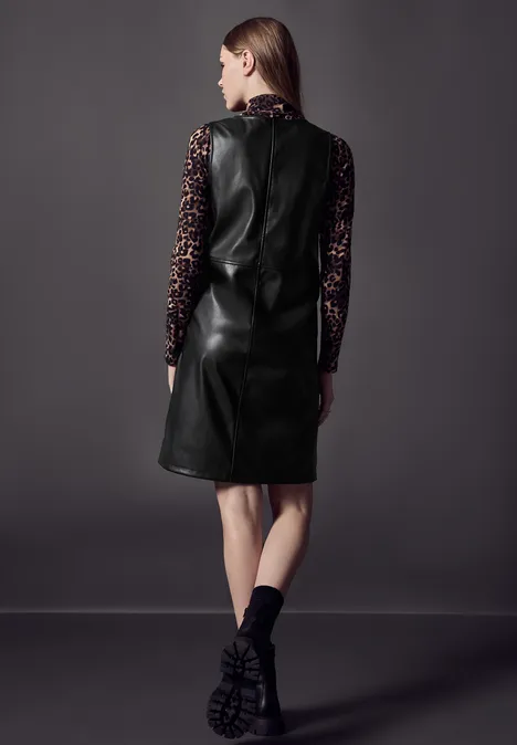 Kleid in Leder-Optik Black