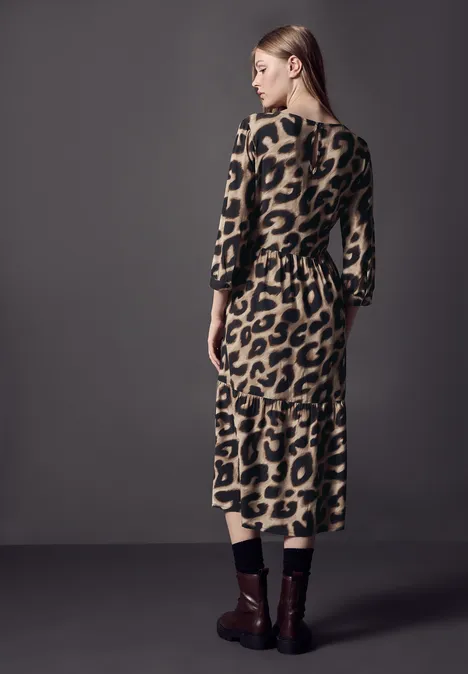 Kleid mit Volants mocha kiss