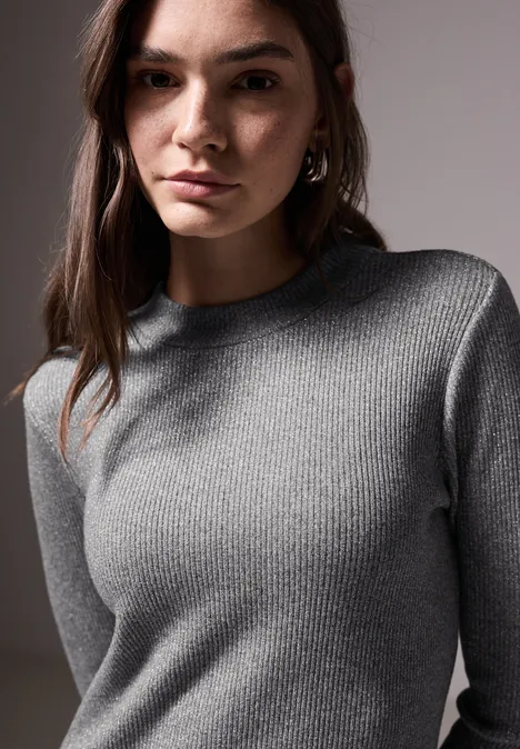 Schimmerndes Strickkleid dark silver mel.